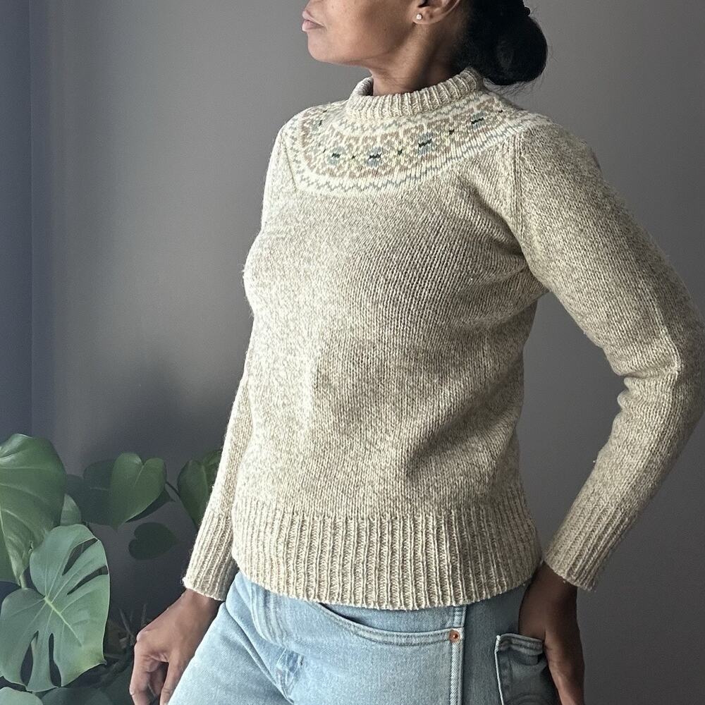 Vintage Northern Isles Wool Fair Isle Sweater Women’s Medium M Tan Cottagecore